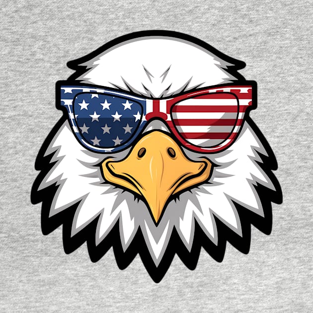 Eagle head with American flag sunglasses by Assia Art